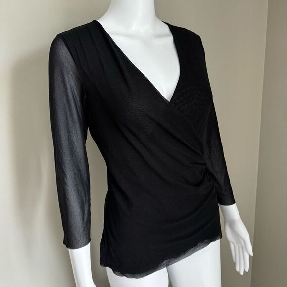 Johnny Heaven Black Mesh Overlay Top Size L - Picture 1 of 7